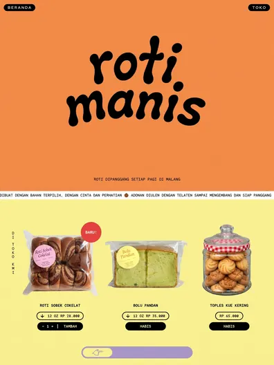 Contoh rancangan halaman Toko Roti