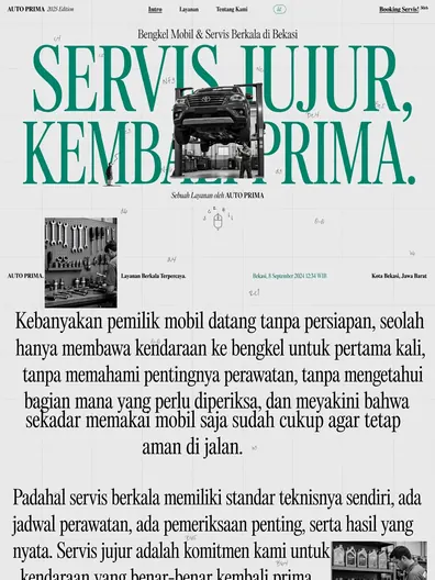 Contoh rancangan halaman Bengkel Mobil