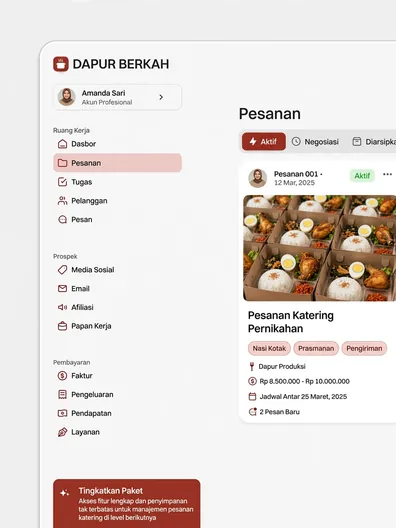 Contoh rancangan halaman Manajemen Katering