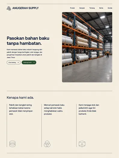 Contoh rancangan halaman Distributor B2B