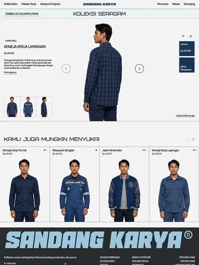 Contoh rancangan halaman Toko Seragam Kerja