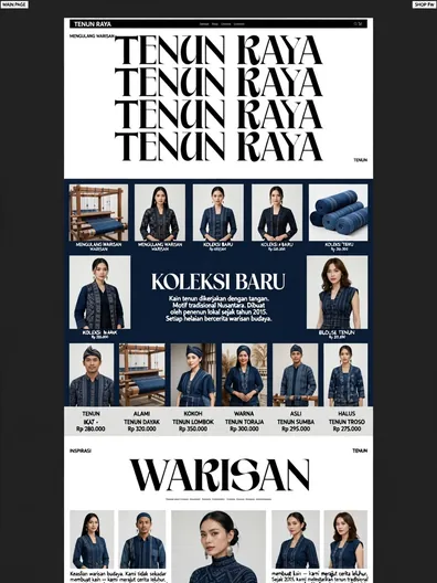 Contoh rancangan halaman Toko Kain Tenun