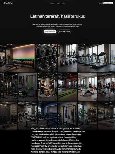 Contoh rancangan halaman Gym & Kebugaran