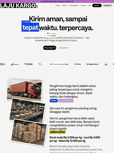 Contoh rancangan halaman Kargo & Ekspedisi