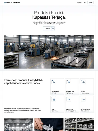 Contoh rancangan halaman Manufaktur & Maklon