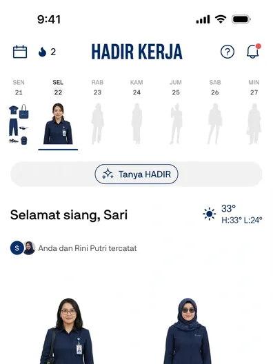 Contoh rancangan halaman Aplikasi Absensi