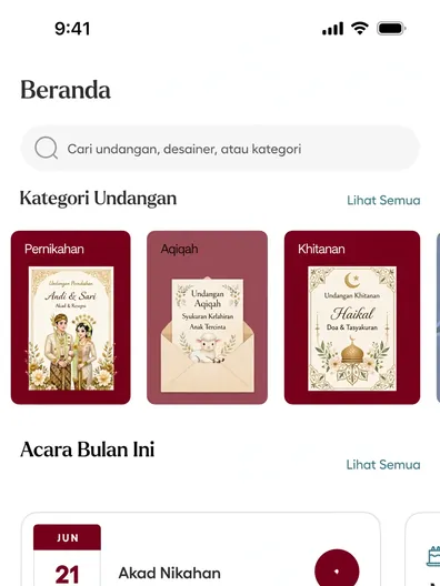 Contoh rancangan halaman Aplikasi Undangan