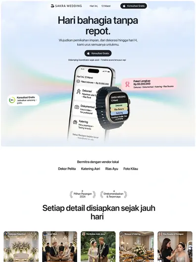 Contoh rancangan halaman Wedding Organizer