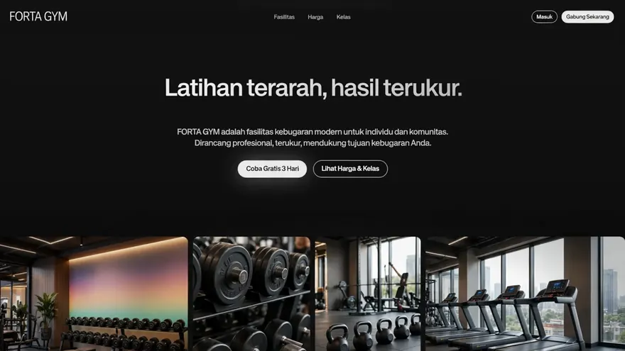 Contoh rancangan halaman Gym & Kebugaran