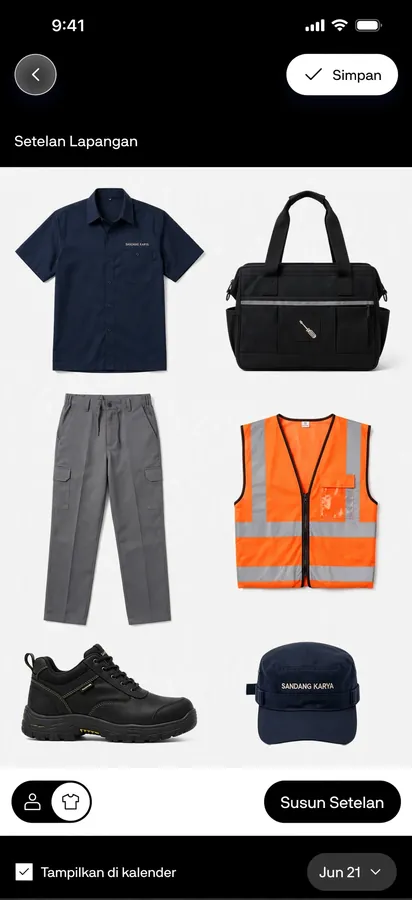 Contoh rancangan halaman Katalog Seragam