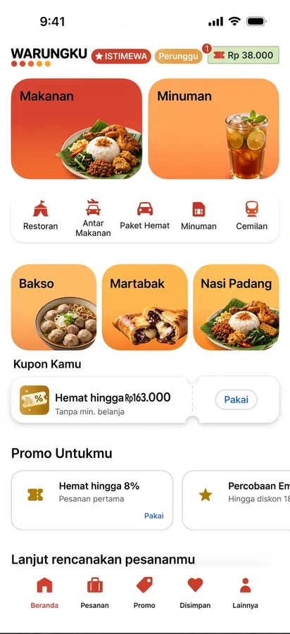 Contoh rancangan halaman Aplikasi Antar Makanan
