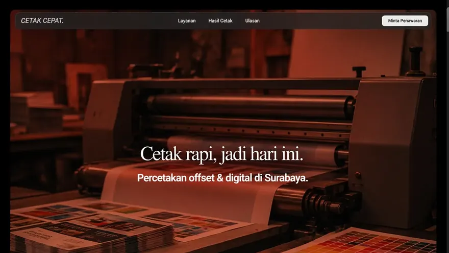 Contoh rancangan halaman Percetakan
