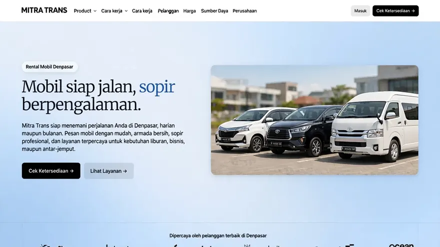 Contoh rancangan halaman Rental Mobil