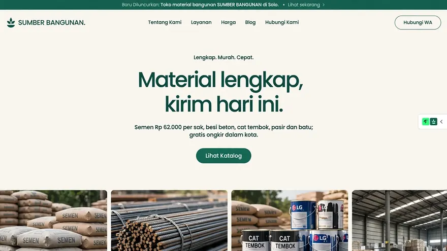 Contoh rancangan halaman Toko Bangunan