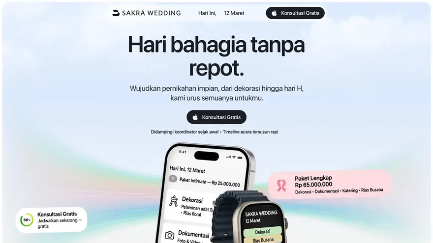 Contoh rancangan halaman Wedding Organizer